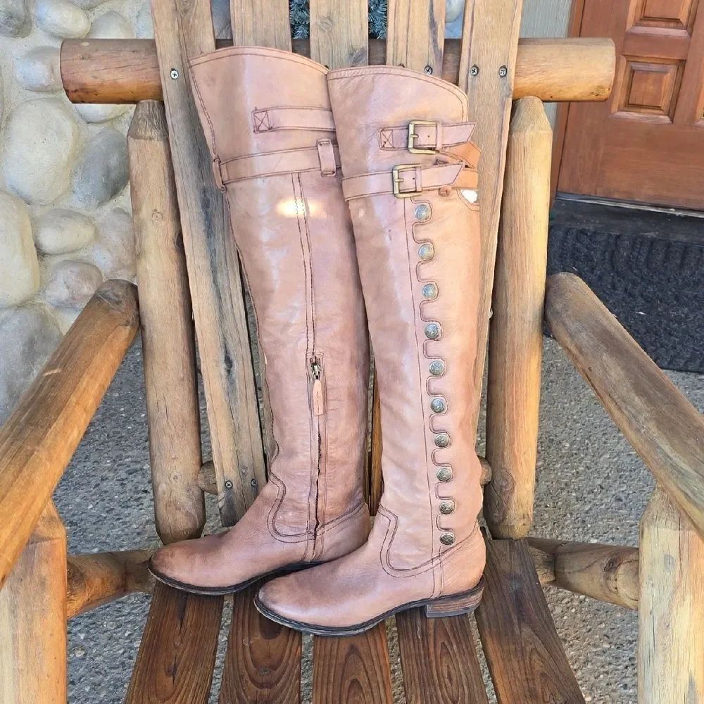 Sam Edelman Tan Over the Knee Boots. Natural PATINA Look! New Condition! Size 7